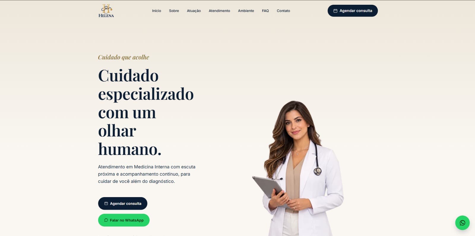 Landing page da Dra. Helena